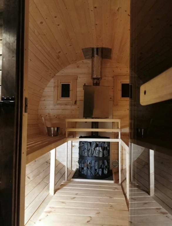 Inside the sauna